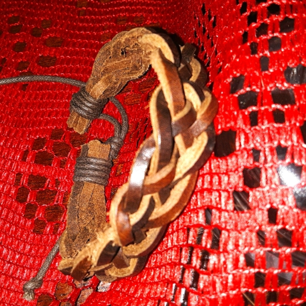 Handmade braided leather bracelet